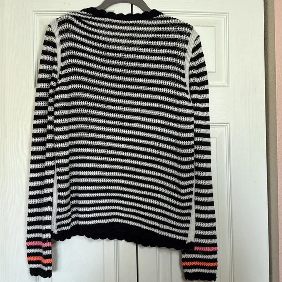 Lisa Todd Black and White Open Knit Sweater 100% cotton Size S - Picture 5 of 9